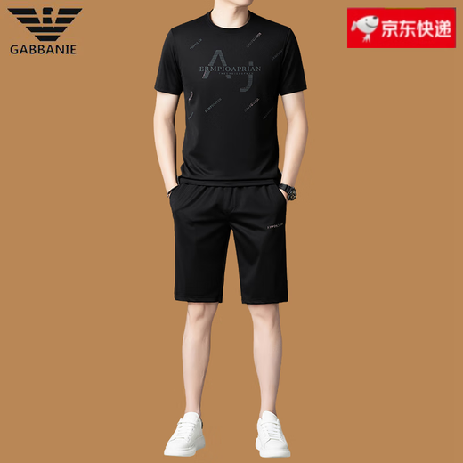 FALAMONE阿玛尼夏季短袖休闲运动短裤套装男2025新款桑蚕丝t恤 白色13601-1 M 165码(合适90-120斤)