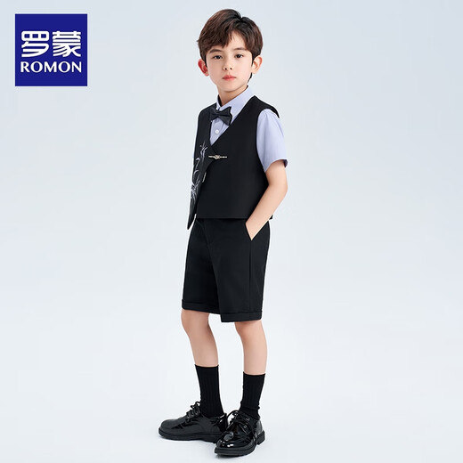 Romon Boy Suit Piano Performance anfitrión Nuevo traje de estilo chino Vestido infantil Negro 120