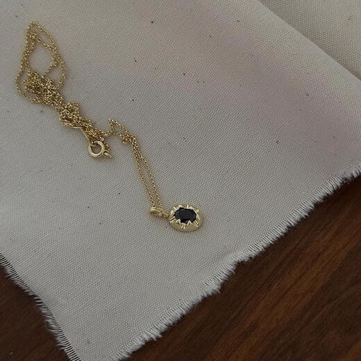 QUAMER老凤凰925银黑色玛瑙项链女新款复古小众设计感锁骨链毛衣链配饰 银色项链