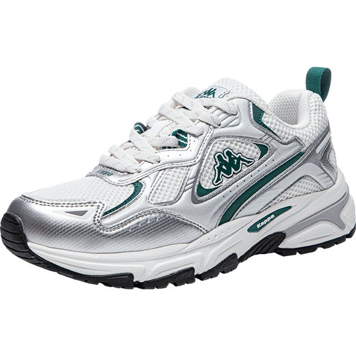 Zapatos de mujer Kappa Zapatos de papá 2025 Summer Nuevas zapatillas de deporte gruesas de lana gruesa Mesh transpirable zapatos casuales de vapor gris/Erhound White 37