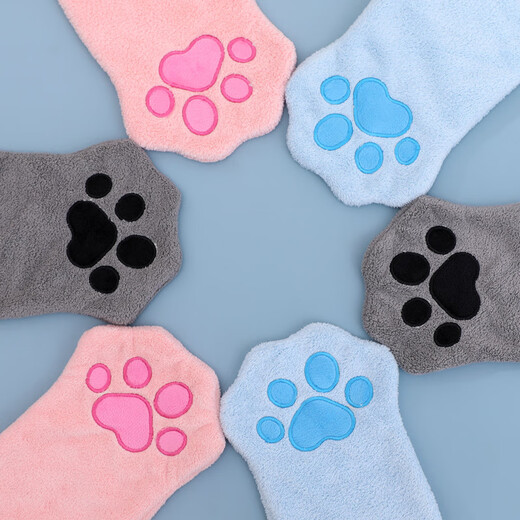 Pet towel glove type dog special quick-drying absorbent cleaning towel cat bath towel pet supplies blue 22*15cm (single pack)