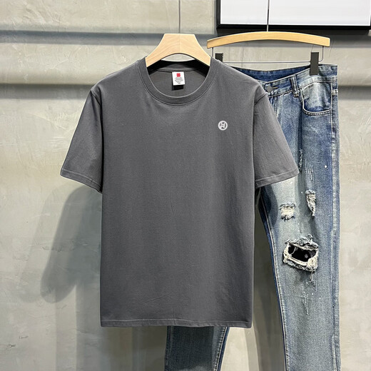 Zimu Yaju Schwergewichtiges Baumwoll weiße Kurzärmel-T-Shirt für Männer 2025 Neue Sommer-Trendy-Marke VERSATILE LOUSS Casual Casual Hälfte geärgertes T-Shirt White Pure Cotton Kurzärmel-1365 s [vorgeschlagen 90-115jin [Jin gleich 0,5 kg]]