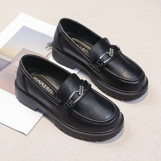 Jiao Mingya Civision Diener Interview Schüler Lederschuhe Junior High School Girls High School Weiche Leder kleine Schuhe 313233 Single Schuhe Neue Sommerstil Schwarze 679 Gurt 30 Schlanke Füße empfohlen, eine kleine Größe zu nehmen