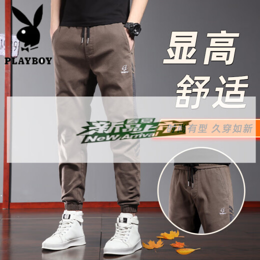 花花公子（PLAYBOY）夏季薄款休闲裤男士潮牌宽松束脚运动裤2025新款夏天工装哈伦裤子 9859黑色 4XL 38码