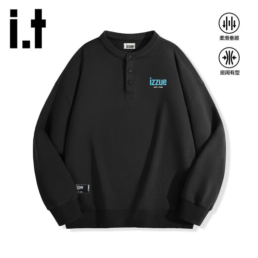 Izzue it American heavyweight sweatshirt men's spring and autumn hooded Henry collar half cardigan top men's trendy spring and autumn jacket