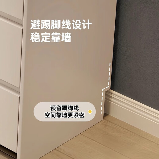 Xinang Modern Simple Drawer Cabinet Integrated Dressing Cabinet Small Apartment Cream Style Bedside Cabinet Bedroom Solid Wood Dressing Table Dressing Table 100cm Khaki Table + Three Drawer Cabinet + Round Mirror + Petal Chair*