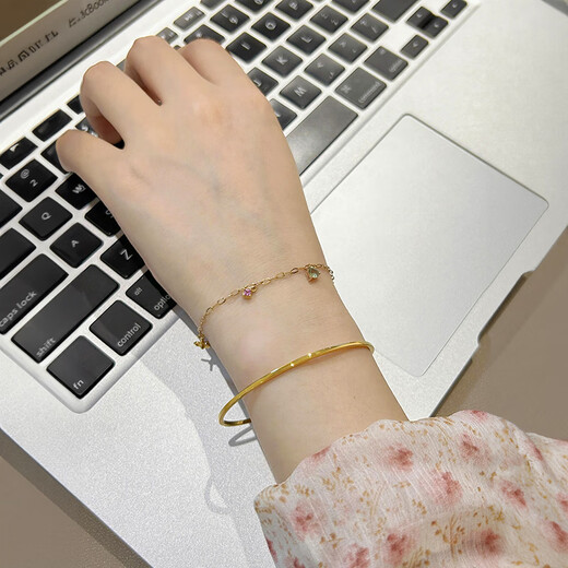 Fat Donglai's same style 18k gold bracelet, original, classic, versatile, handmade, niche design for women, simple and extremely fine ring, extremely small square bracelet 60mm (medium size)