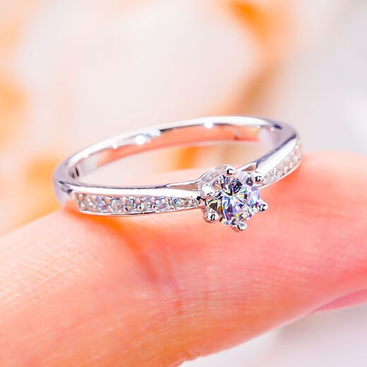 18pt950 Moissanite Diamond Ring Women's Fashion Classic Six Claw Straight Arm 30 Points Diamond Ring Request for Engagement Ring 2g 30 Points No. 19