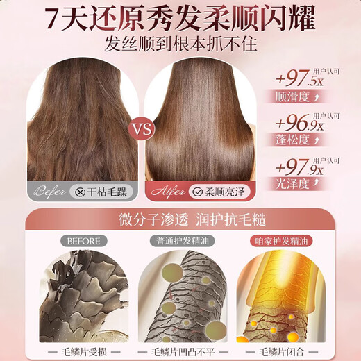 HEBST hair care essential oil spray repairs dry, damaged and frizzy hair, nourishes the hair, lasts for a long time, prevents breakage, and makes the hair smooth and smooth. No-wash for women.