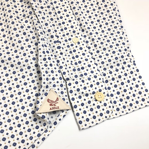 AIGLE2025 Sommer Neues französisches Shirt Herrengeschäft Outdoor Business Casual Printed Shirt Bubble Blue N4877 M