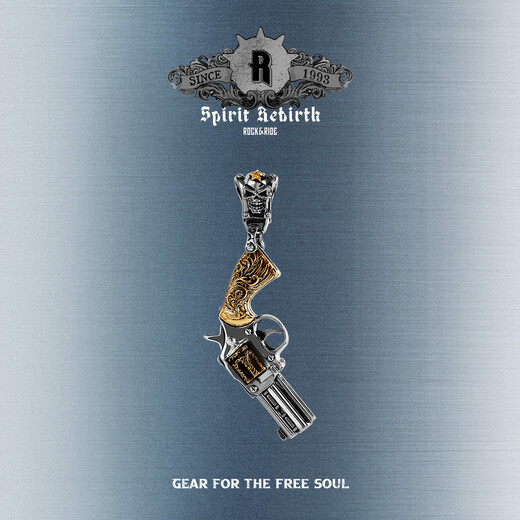 ROCK&RIDE Hand of Rebirth Pendant 925 Silver Men's Pistol Necklace European and American Retro Gift for Boyfriend Single Pendant (Hand of Rebirth)