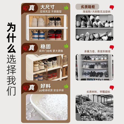 IRIS shoe box storage box transparent shoe cabinet folding installation-free all-in-one shoe rack dust-proof shoe storage artifact 1 column 6 layers