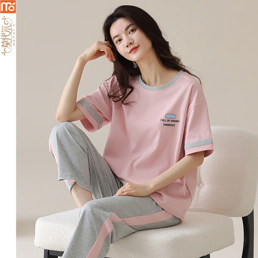 Modal pajamas for women summer 2025 new short-sleeved suit trousers 100% cotton wearable striped cartoon home clothes Y9720 M (recommended 75-95Jin Jin equals 0.5kg)