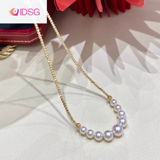 OIDSG Jewelry Goddess 5-8mm Crescent Pearl Necklace Pearl Pendant White Translucent Pink 38+5cm cm Adjustable