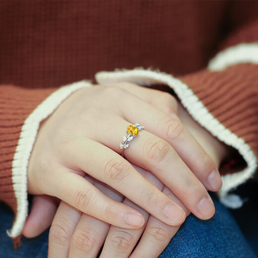 GEM STONE KINGGSK citrine zircon ring S925 sterling silver inlaid with 0.81 carat colored gemstone women's ring ins style gift US No. 8