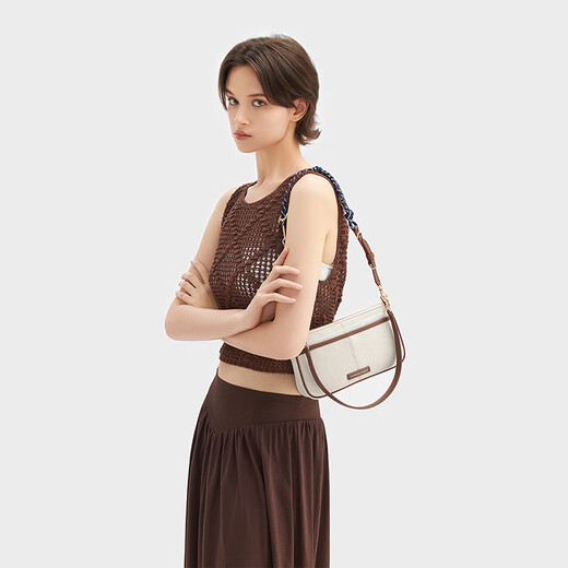 CHARLES&KEITH25夏季新品链条绳结包挂小方包腋下包CK2-20271647 Taupe Canvas米色/灰褐色 S