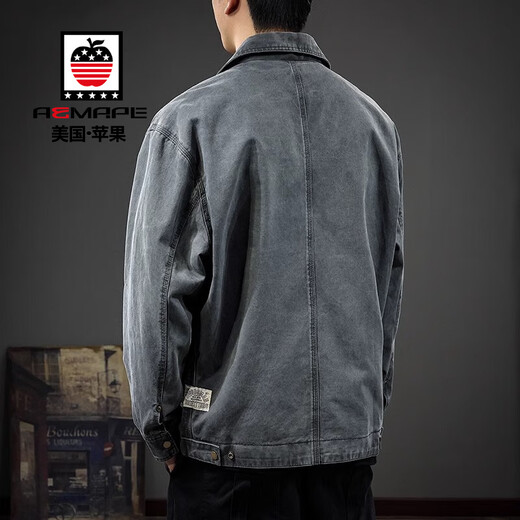 AEMAPE2025 Spring and Autumn New Casual Lapel Jacket Jacket Men's High-end Handsome Men's Detroit Cotton Workwear Top 6085 Dark Gray Regular XL Recommendation 140-160Jin Jin equals 0.5 kg
