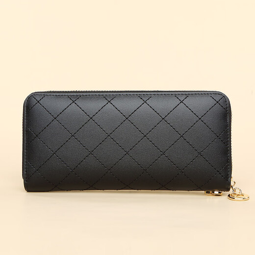 Crocodile shirt cowhide hand-wrapped long diamond wallet women's ticket clip clutch gift box 2215 black
