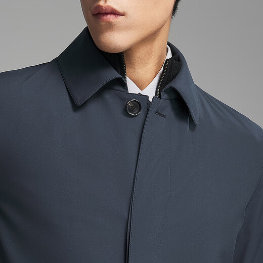 Youngor windbreaker men's high-quality polyester fiber down windbreaker business lapel classic inner zipper 2025 new arrival gray blue VYYF419865HFA 2XL 185/104A (recommended 170-180Jin Jin equals 0.5 kg)