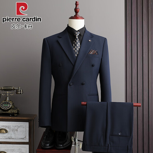 Pierre Cardin high-end double-breasted suit suit for men, groom, wedding, business casual, spring and autumn new formal suit top, brown (suit + trousers + vest) with free tie XL (suitable for 126-140 Jin Jin equals 0.5 kg)