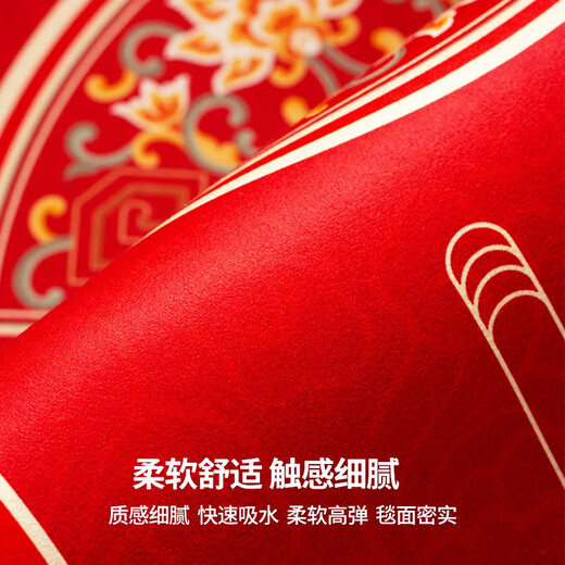 新年款五福临门入户门地垫进门口硅藻泥吸水脚垫红色喜庆门垫地毯 幸福安康-NB-12129 90*120cm升级硅藻泥