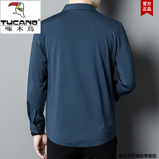 啄木鸟喜爸爸装参加结婚宴礼服长袖衬衫男士薄款春秋季高端桑蚕丝衬衣男 红色 BJ6637 175 XL