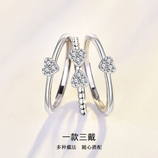 KZD Old Phoenix four-leaf clover ring three-in-one sterling silver Internet celebrity personality detachable index finger ring for women in four-leaf clover ring