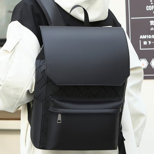 New backpack for men's trendy lightweight schoolbag simple casual travel small backpack business black diamond matte
