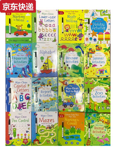 Blaue Farbe HE Kindergärtner Stiftkontrolle Training Einführung ein Einführungskopie Kinder Englisch Alphanumeric Trace Book Praxis 4-jährige 3 Baby Girls 16 Bücher-No-Farbbox-Random