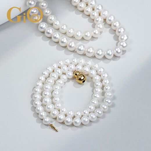 GiO Jewelry Pearl Necklace Fuyue Freshwater Pearl Gourd Buckle for Wife, Elders, Mom