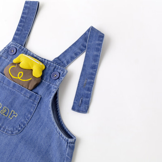 Dudujia children's denim overalls autumn clothing boys versatile woven pants girls autumn loose casual pants cartoon children's clothing denim blue 90