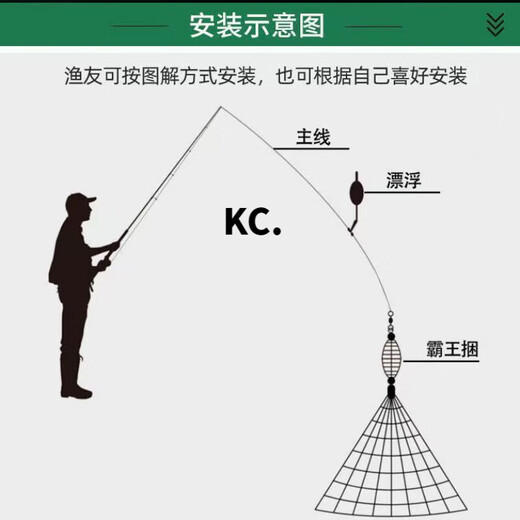 Kaooseen fishing artifact Overlord bundle explosive hook fishing net silver carp and bighead carp net crucian carp fish net hand-thrown net white strip fishing net explosion 1 set trial pack 3 mesh, fishing about two or two