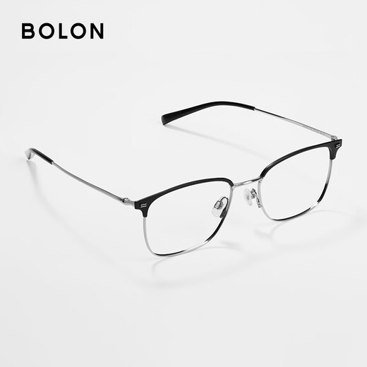 Bolon Tyrannosaurus-Brille Wang Hedi Das gleiche 25-jährige neue Produkt Myopia Gläsers Rahmen Titanium Augenbrauenrahmen kann mit BA7009 B15 Mattschwarz Silber/Halbgloss mattes schwarzes Einzelrahmen abgestimmt werden