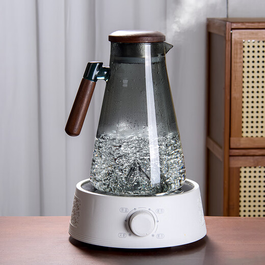 Fu Jian cold kettle, cold kettle glass, high temperature resistance, household large-capacity cold boiled water cup, fruit camellia teapot, refrigerator kettle, kettle set, one pot with six cups + cup holder + tea tray, Guanshan cold kettle