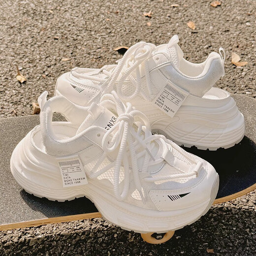 
UK Next Kiss daddy shoes for women in summer breathable 2025 casual mesh shoes thick-soled sandals sneakers 9905-3 beige 35