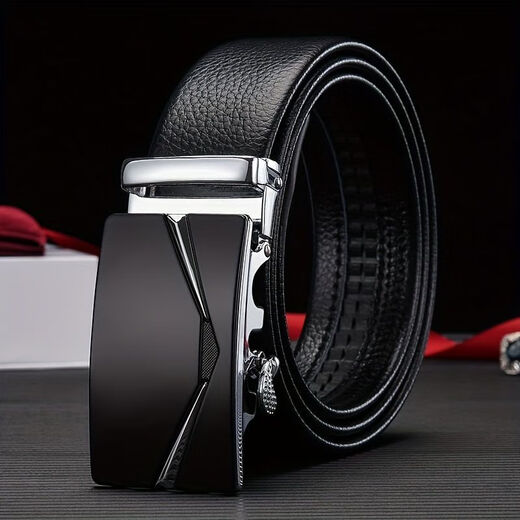 Yalso Devil's Eye Men's Belt Automatic Belt Genuine Leather Casual Versatile Alloy Business Youth Belt New Trend Devil's Eye Silver Buckle + Lychee Pattern Belt 120cm Length*3.5CM