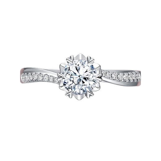 DR twisted arm diamond ring for women PT950 platinum snowflake slightly twisted group inlaid with one carat moissanite diamond for proposal, wedding, Valentine's Day gift, 50 points live mouth