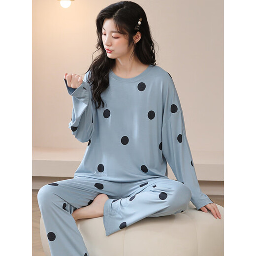Pajamas modal pour les femmes Modal Large taille 200 Jin [Jin est égal à 0,5 kg] Fat à manches longues pantalon vêtements à la maison Spring and Automne Thin Ice Silk Casual Costume 3882 3xl (160-180 Jin [Jin est égal à 0,5 kg]))