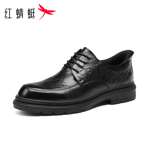 Red Dragonfly Flash Shoes Men's Leather Shoes High-end Carved Brogue Business Casual Shoes Formal Men's Shoes WLA350191 Black 44