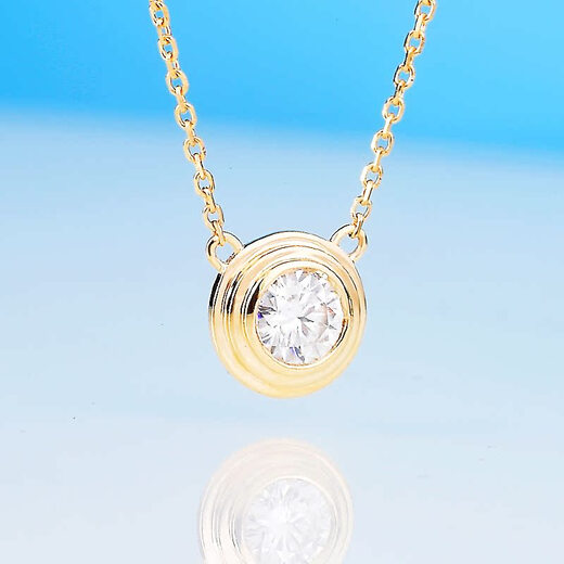 Yuan Si UFO Pendant with Chain 50 Points Classic Bubble Women's 18K Rose Gold CVD Artificially Grown Diamond Solitaire Necklace VVS1/Very Slightly Flawed NGIC Double Certificate/18K Gold Platinum/Lobster Clasp Pendant