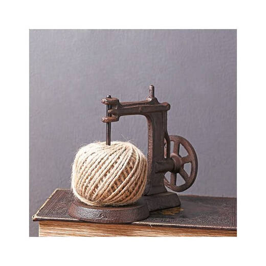 
CLCEY nostalgic retro country old sewing machine wrought-out model ornaments clothing store decorations with hemp rope storage rack 15051