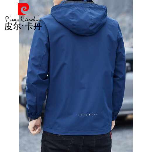Pierre cardin 2025 new windproof waterproof charge top men's hood-removable windbreaker outdoor casual jacket sports jacket 6628 [Black] M [Push 95-110Jin [Jin equals 0.5 kg]]