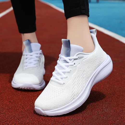Hongxinger Frauenschuhe Frühling Neue Sportschuhe für Frauen leichter schockabsorbierender Laufschuhe, atmungsaktives weicher Sohle Freizeitschuhe Q686 Black 36