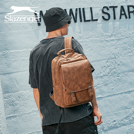 SlaZenger/Slazenger Fashion City PVC Weiche Leder Reisetasche Computertasche Rucksack Rucksack Schwarz