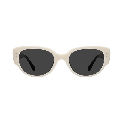 Menmuji cat-eye sunglasses for women with high-end look, small retro European and American style sunglasses, white frame, black and gray film