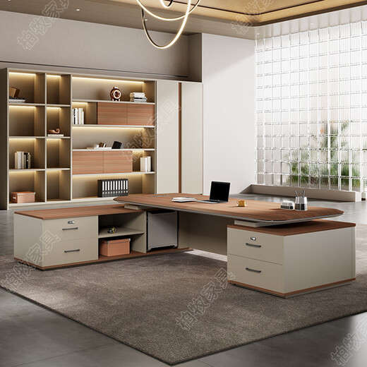 Litang simple modern boss desk desk light luxury high-end executive desk new Chinese style president office manager desk and chair combination 2.8m table blister table + chair + 3.2m cabinet