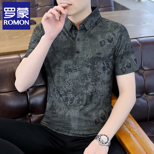Romon Ice Seide Revers kurzärmeligte T-Shirt 2025 Sommer neuer Stil mittleren und jungen Männer Slim Dad Herren Polo T-Shirt K1301 Light Card Color m
