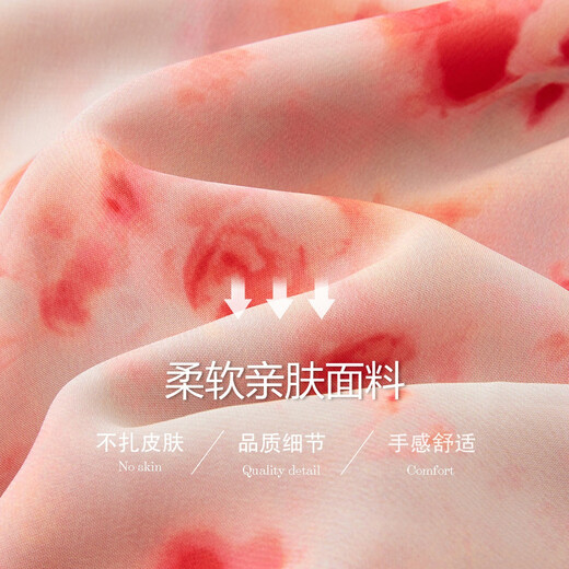 德玛纳【仙气飘飘】夏季法式浪漫V领雪纺印花娃娃裙七分袖宽松女连衣裙