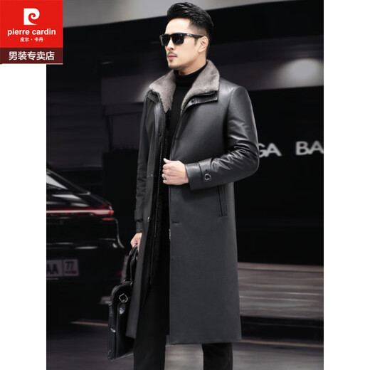 Pierre Cardin (Pierre Cardin) Top Layer Cowhide Cuir en cuir entier Fourrure de vison Parka intégrée Mid-Longueur Windbreaker Men's Fur Mink Fur Inner Fur Coat noir 2xl Taille / 180 MODÈLE 150-170JIN [Jin est égal à 0,5 kg]