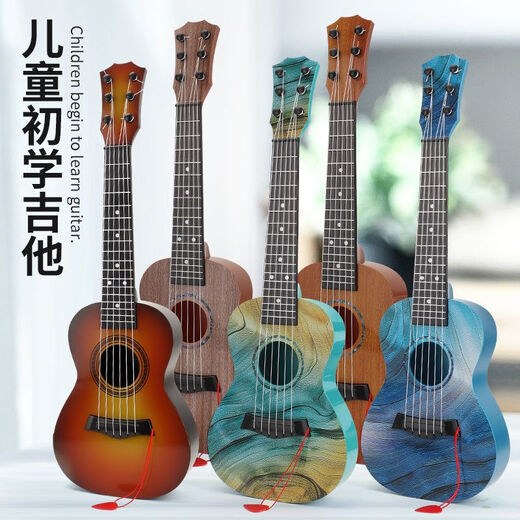 Naughty Children's Childhood 21 pouces Children Beginner Guitar Toys to Play Ukulele Withion Music Instrument Toys Guitare à six cordes [21 pouces 56 cm] Couleur en bois d'orange